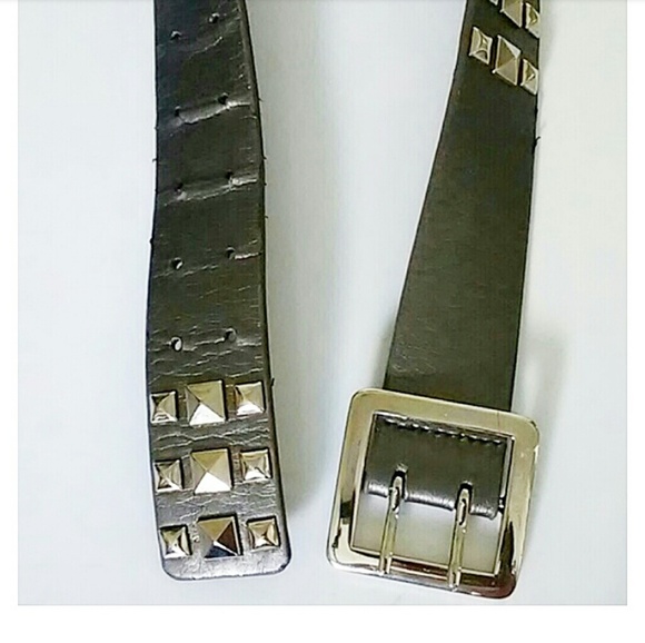 Gray and Silver Faux Leather Studded Belt - Picture 2 of 8